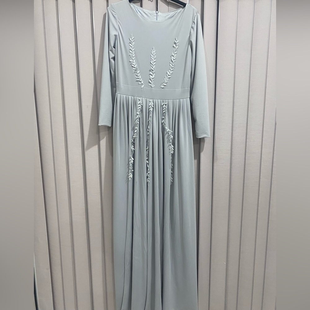 Gray embroidered leaf gown